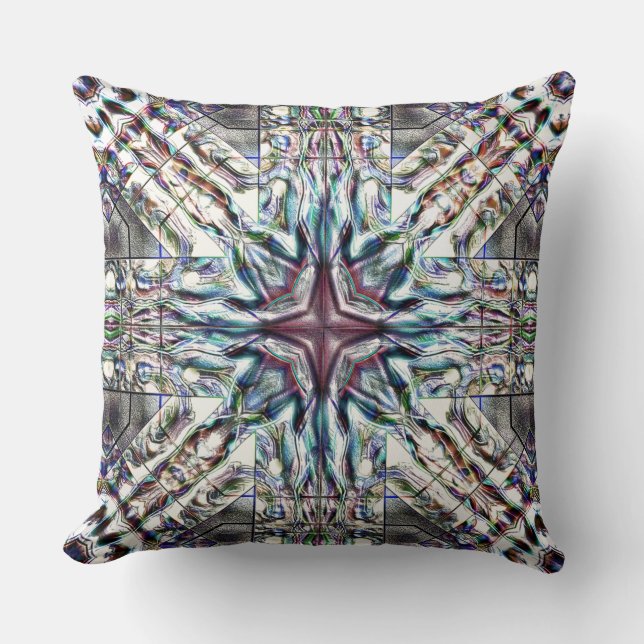 Showtextur Kaleidoskop in sandig silbrigen Farben Kissen (Vorderseite)