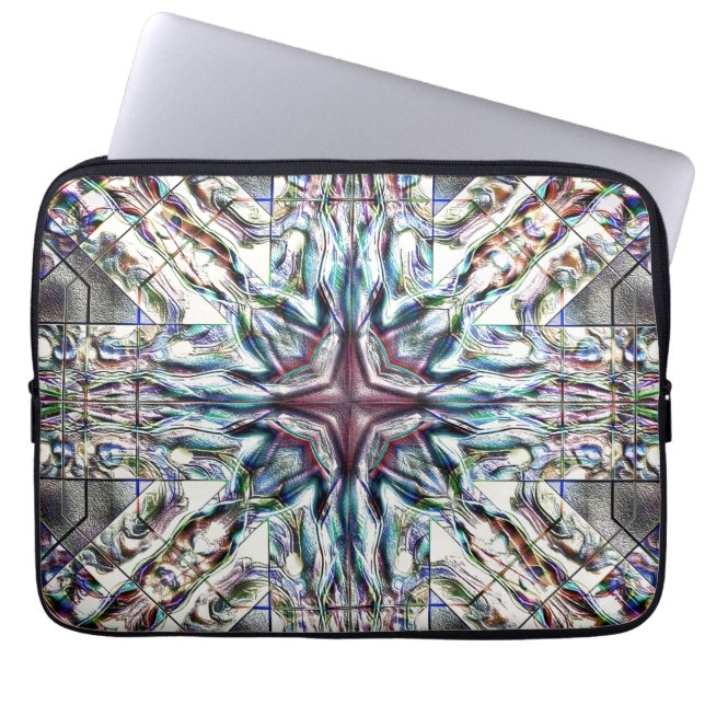 Showtextur Kaleidoskop in sandig silbrigen Farben Laptopschutzhülle (Vorderseite)