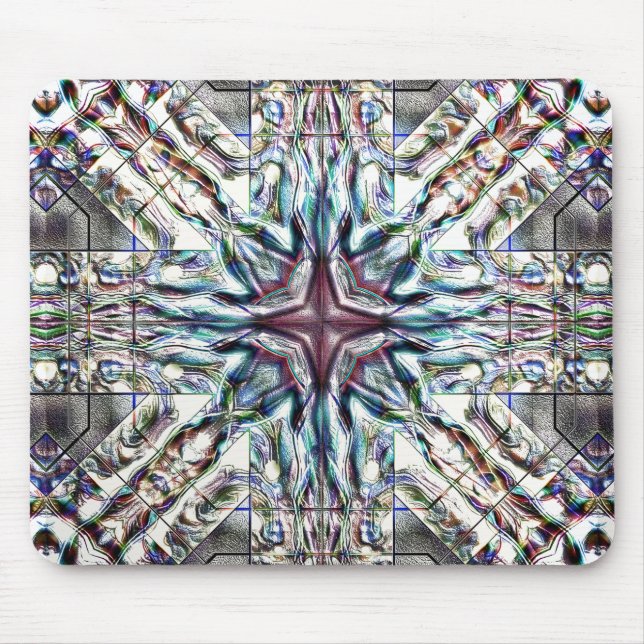 Showtextur Kaleidoskop in sandig silbrigen Farben Mousepad (Vorne)