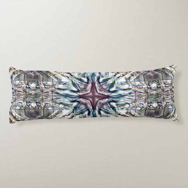 Showtextur Kaleidoskop in sandig silbrigen Farben Seitenschläferkissen (Rückseite)