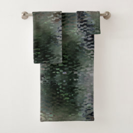 Showy Scaly Plaques, die über dunklen Fonds schwim Badhandtuch Set