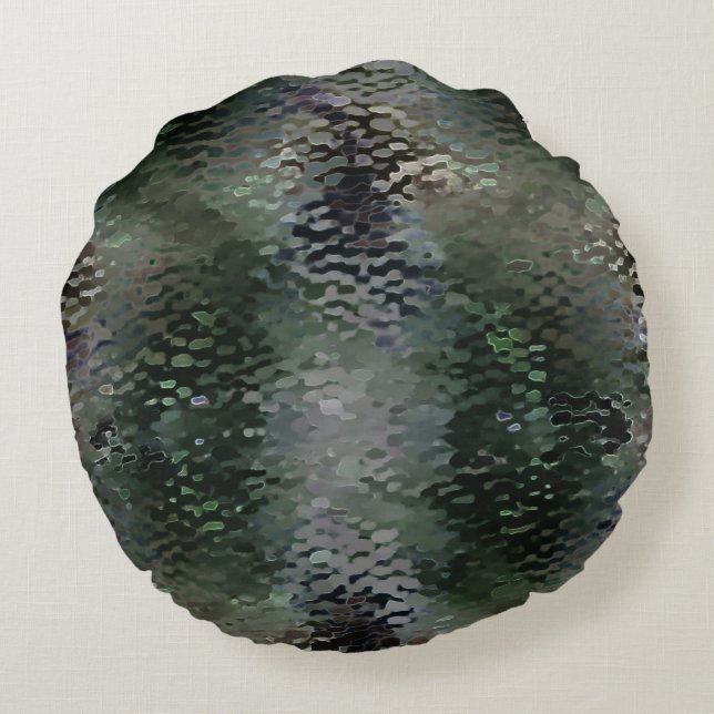 Showy Scaly Plaques, die über dunklen Fonds schwim Rundes Kissen (Rückseite)