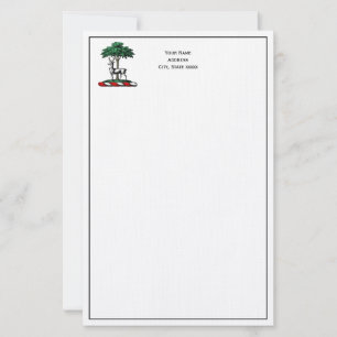 Shp Hirsch Rothirsch bei Baum Heraldik Wappen Embl Briefpapier