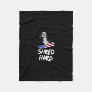 Shred Hard American Flag Panda Bear Snowboarding T Fleecedecke