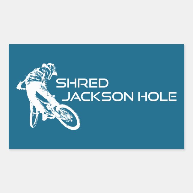 Shred Jackson Hole Wyoming Mountain Biking Rechteckiger Aufkleber (Vorderseite)