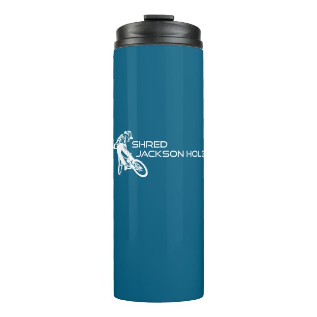 Shred Jackson Hole Wyoming Mountain Biking Thermosbecher (Vorderseite)