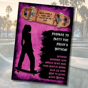 Shred like a Girl Skater Geburtstagseinladungen Einladung