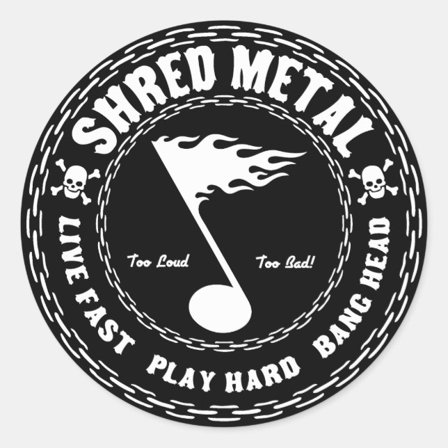 Shred Metal Runder Aufkleber (Vorderseite)