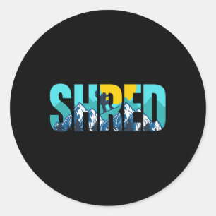 Shred Mountain Snowboarding Slopes Sunset Graphic Runder Aufkleber