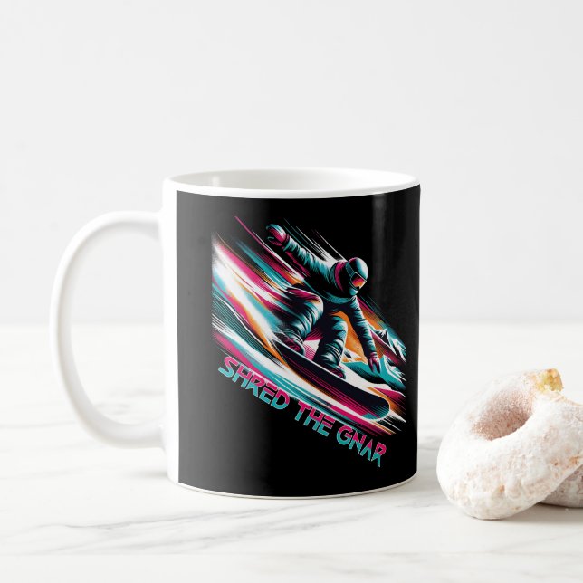 Shred the Gnar Snowboarding Kaffeetasse (Mit Donut)