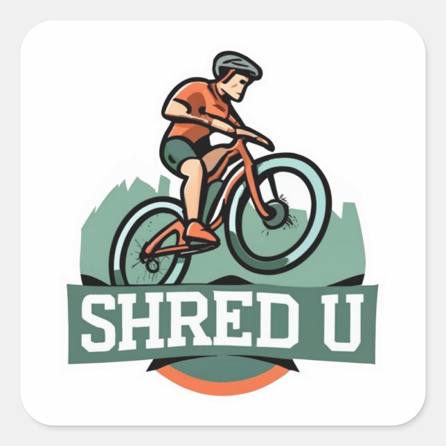 Shred University Mountain Biking Quadratischer Aufkleber (Vorderseite)