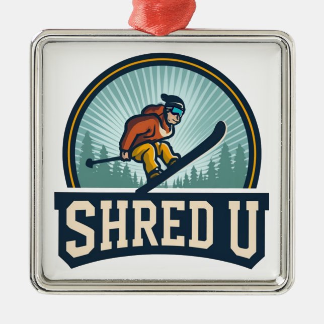 Shred University Skiing Ornament Aus Metall (Vorne)