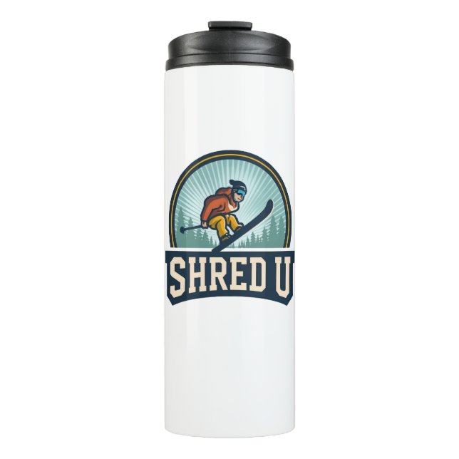 Shred University Skiing Thermosbecher (Vorderseite)