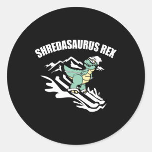 Shredasaurus Rex Ski Dinosaur Kinder Lustiges Skif Runder Aufkleber