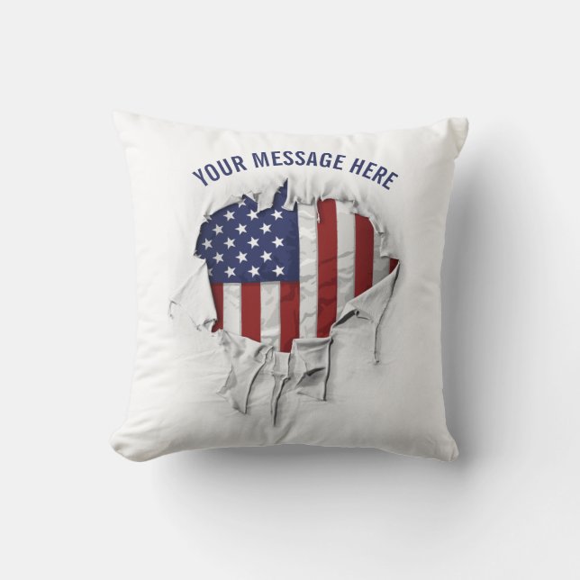 Shredded, Ripped and Torn American Flag Throw Pill Kissen (Vorderseite)
