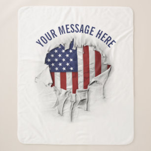 Shredder, Ripped and Torn American Flag Sherpa Bla Sherpadecke