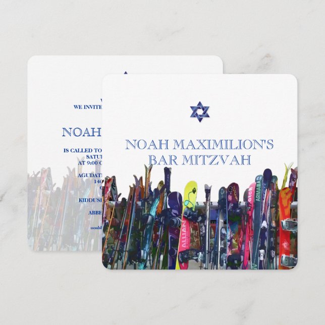 Shreddin' der Gnar! Snowboarding Mitzvah/DIY Einladung (Vorne/Hinten)