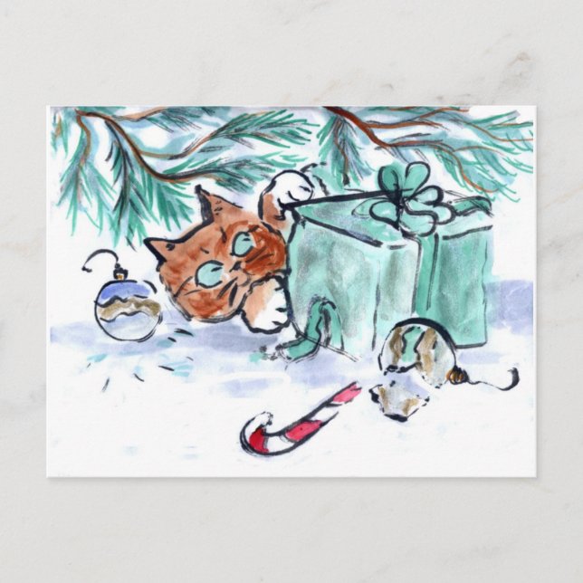 shredding a Christmas Present, What? Feiertagspostkarte (Vorderseite)