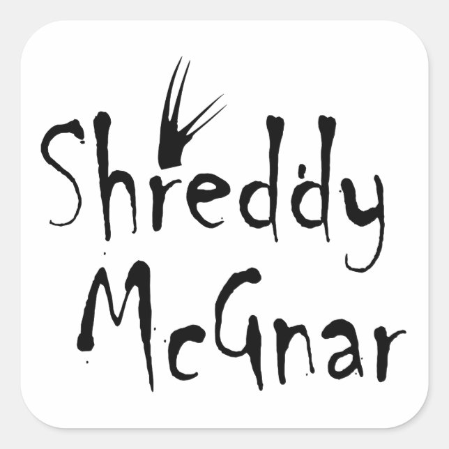 Shreddy McGnar Quadratischer Aufkleber (Vorderseite)