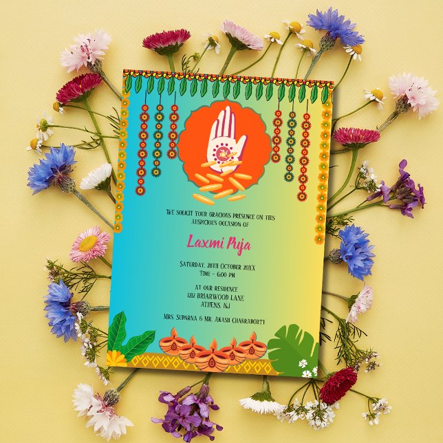 Shree Laxmi Puja Floral Einladung (Von Creator hochgeladen)