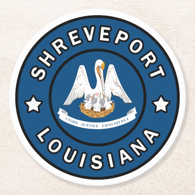 Shrepport Louisiana Runder Pappuntersetzer (Vorderseite)