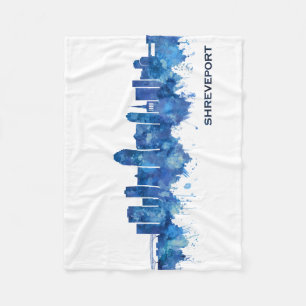 Shrepport Louisiana Skyline Blue Fleecedecke