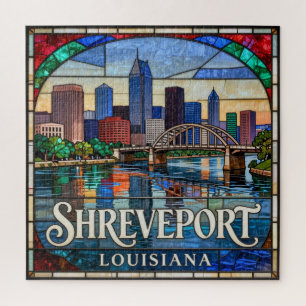 Shreveport Louisiana Buntglas-Stadtlandschaft 🌉
