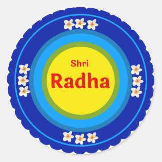 Shri Radha wie in Vrindavan Englisch Runder Aufkleber