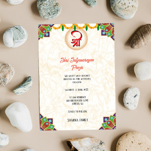 Shri Satyanarayan Pooja Hindu Indian Style Blume Einladung
