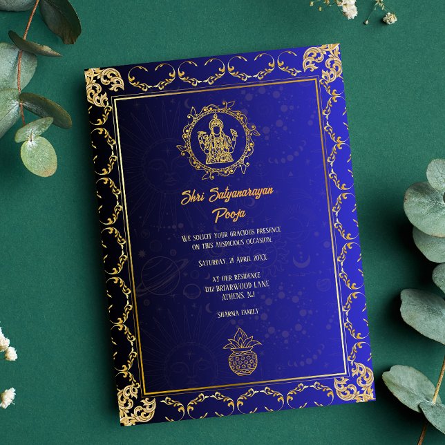 Shri Satyanarayan Pooja Minimal Hindu Indian Einladung (Von Creator hochgeladen)