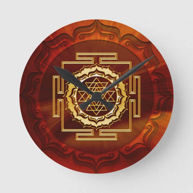 Shri Yantra - Kosmischer Leiter der Energie Runde Wanduhr (Vorderseite)