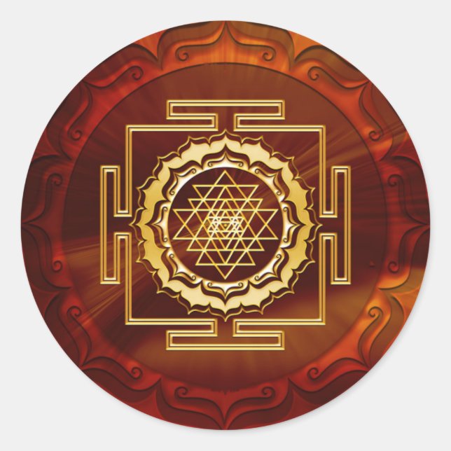 Shri Yantra - Kosmischer Leiter der Energie Runder Aufkleber (Vorderseite)