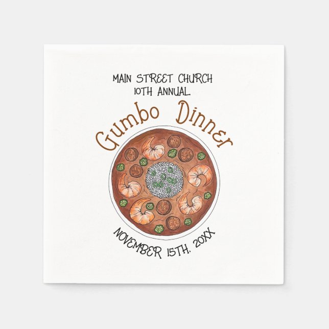 Shrimp Gumbo Stew Louisiana LA New Orleans Food Serviette (Vorderseite)