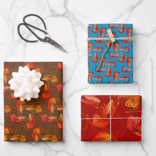 Shrimp-Muster für lange Antennen Geschenkpapier Set