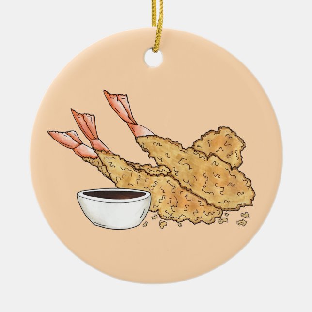 Shrimp Prawn Tempura Japanisches Restaurant Keramik Ornament (Vorne)
