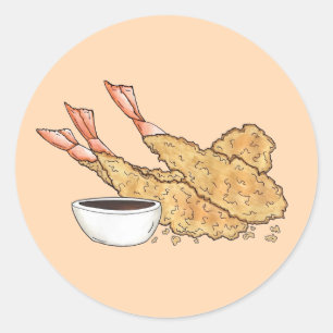 Shrimp Prawn Tempura Japanisches Restaurant Runder Aufkleber