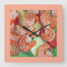 Shrimp Salad  Quadratische Wanduhr