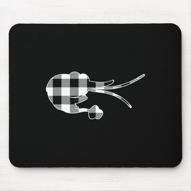 Shrimp Schwarz-Weiß-Buffalo-Karo Merry Christm Mousepad (Vorne)