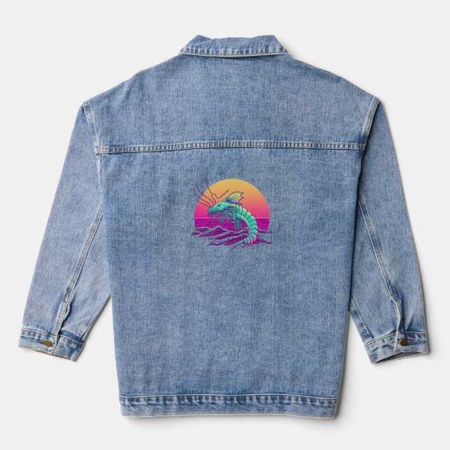 Shrimp Synthwave 80er Retrowave Ästhetik Jeansjacke (Rückseite)