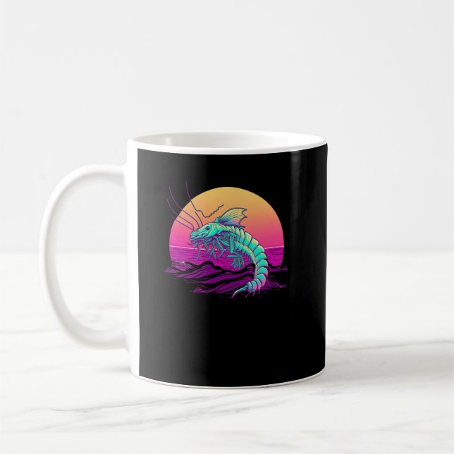 Shrimp Synthwave 80er Retrowave Ästhetik Kaffeetasse (Links)