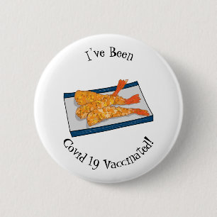Shrimp tempura Cartoon Illustration Button