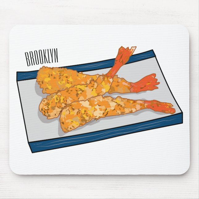 Shrimp tempura Cartoon Illustration Mousepad (Vorne)
