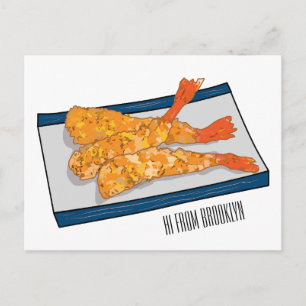 Shrimp tempura Cartoon Illustration Postkarte