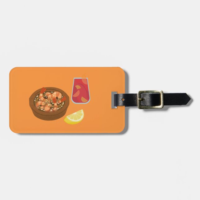 Shrimp und Sangria Gepäckanhänger (Vorderseite horizontal)
