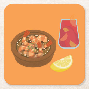 Shrimp und Sangria Rechteckiger Pappuntersetzer