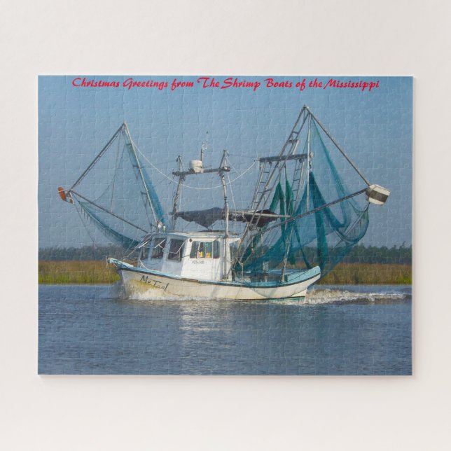 Shrimpenboot Mississippi. Weihnachtsgrüße Jigs (Horizontal)