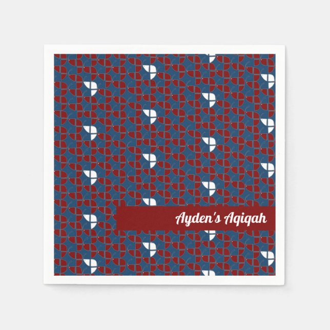 SHRIMPLY Blue Red Pattern, Aqiqah Baby Boy Dusche Serviette (Vorderseite)