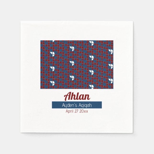 SHRIMPLY Red Blue Pattern, Aqiqah Baby Dusche Serviette (Vorderseite)