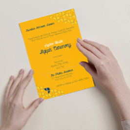 SHRIMPLY Yellow Blue Pattern, Aqiqah Baby Dusche Einladung
