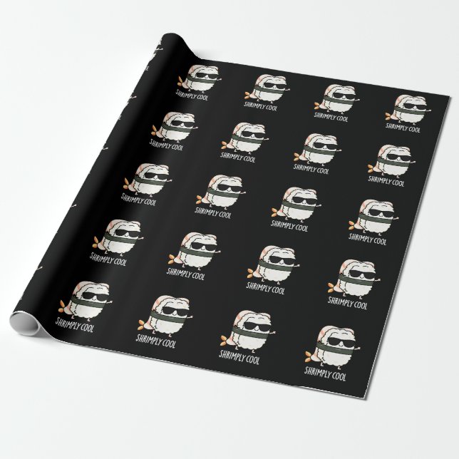 Shrimps Coole Funny Shrimp Sushi Pun Dark BG Geschenkpapier (Ungerollt)